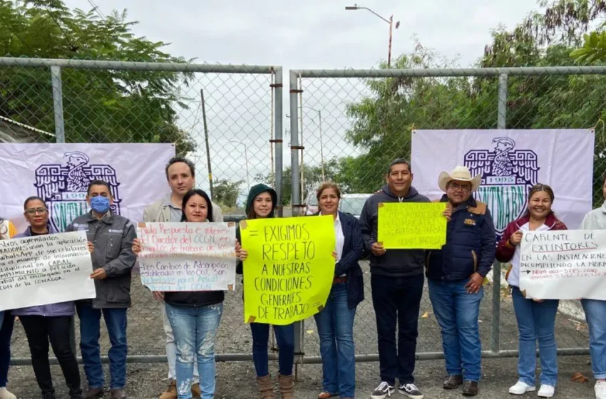  TRABAJADORES DEL ORGANISMO DE CUENCA GOLFO NORTE SE MANIFIESTAN EN CIUDAD VICTORIA POR INCUMPLIMIENTO DE ACUERDOS