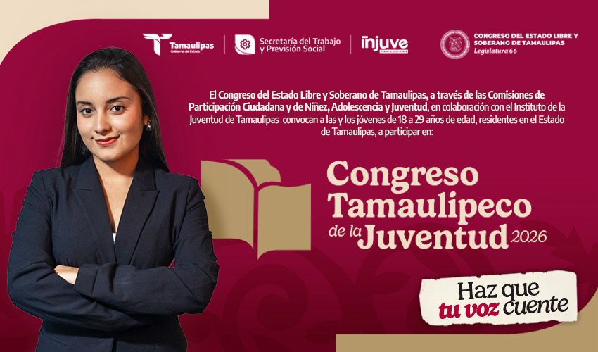  Convoca INJUVE a participar en el Congreso Tamaulipeco de la Juventud 2026